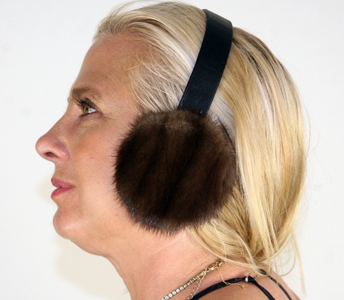 New dark brown mink fur - new, ear